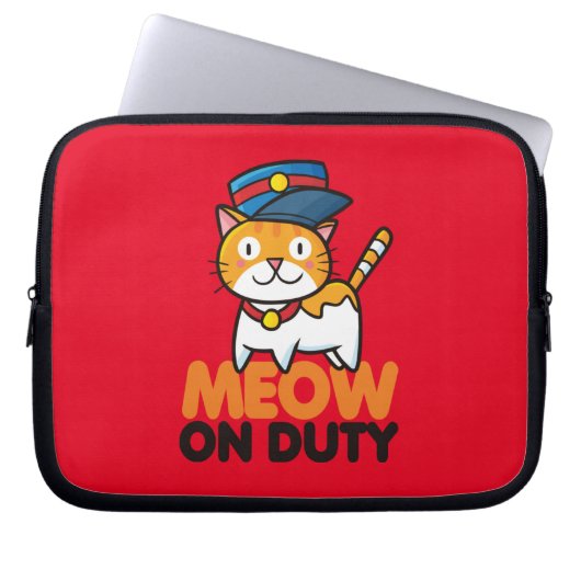 Funny Meow auf Duty-Laptop-Ärmel Laptopschutzhülle (Vorderseite)