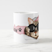 Funny “Meow” Cat with Glasses Design Jumbo-Tasse (Vorderseite)