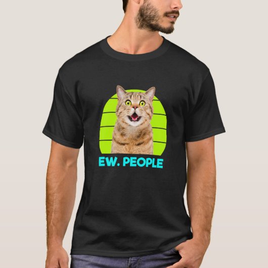 Funny Meow Surprised Cat, Ew. People Illustration T-Shirt (Vorderseite)