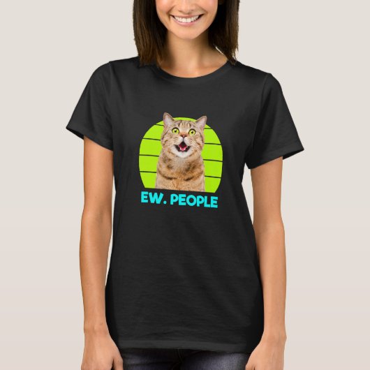 Funny Meow Surprised Cat, Ew. People Illustration  T-Shirt (Vorderseite)