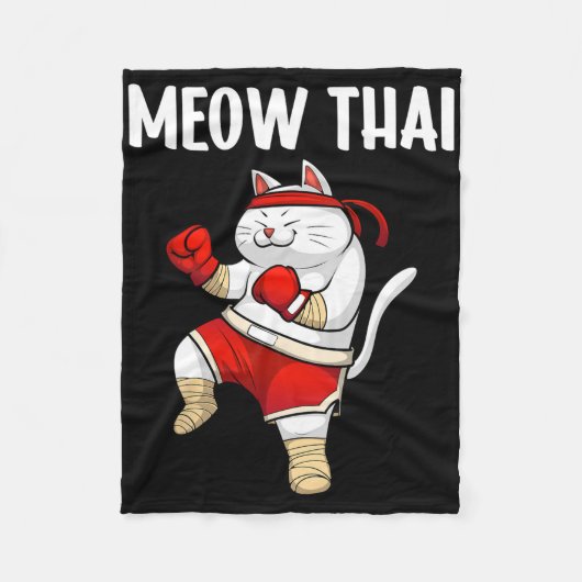 Funny Meow Thai Design Männer Frauen Muay Thai Box Fleecedecke (Vorderseite)