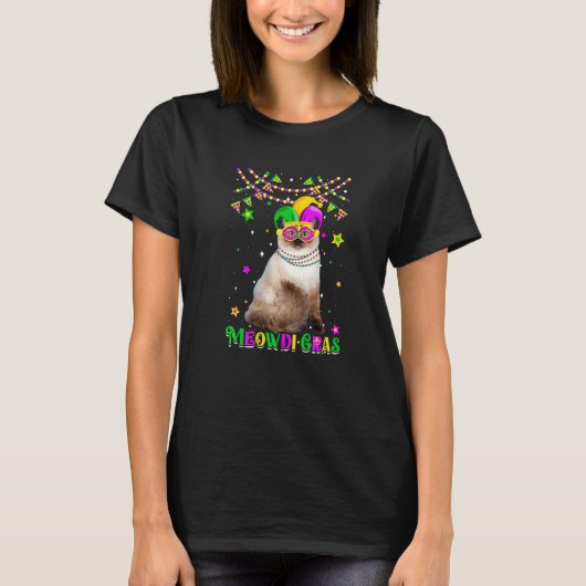 Funny Meowdi Gras Ragdoll Cat Mardi Gras Carnival T-Shirt (Vorderseite)