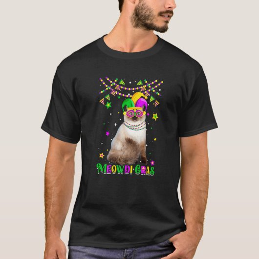 Funny Meowdi Gras Ragdoll Cat Mardi Gras Carnival T-Shirt (Vorderseite)