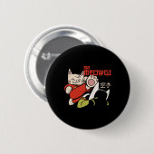 Funny Meowgi Karate Cat Meow Design Männer Frauen Button (Vorne & Hinten)