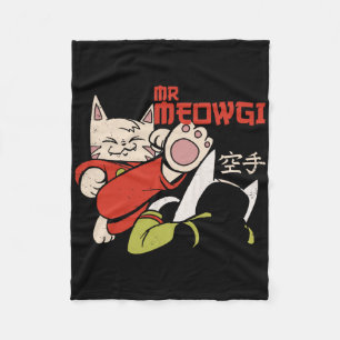 Funny Meowgi Karate Cat Meow Design Männer Frauen Fleecedecke