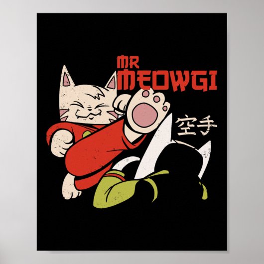 Funny Meowgi Karate Cat Meow Design Männer Frauen Poster (Vorne)