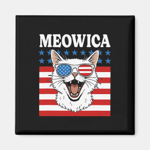 Funny Meowica Cat 4. Juli Unabhängigkeitstag Magnet