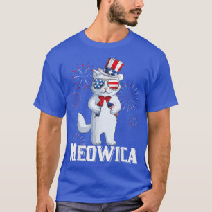 Funny Meowica Cat US Flag 4. Juli Kinder T-Shirt
