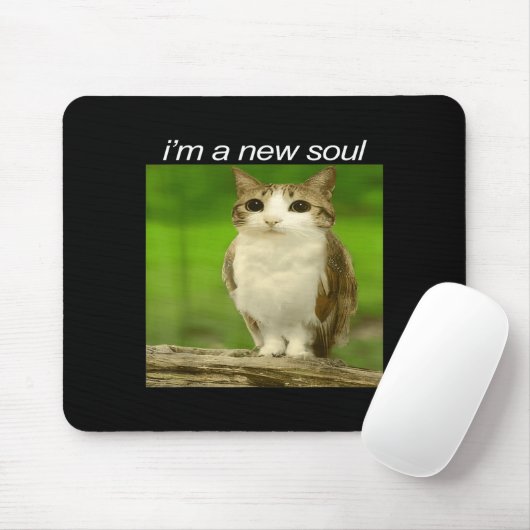 Funny Meowl Cat Owl Brainrot Cursed Internet Silly Mousepad (Mit Mouse)