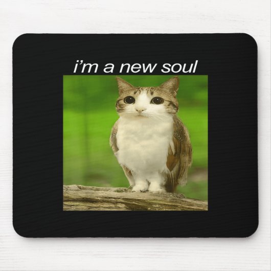 Funny Meowl Cat Owl Brainrot Cursed Internet Silly Mousepad (Vorne)
