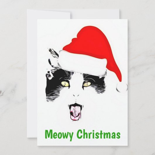 Funny Meowmas Cat Feiertagskarte (Vorderseite)