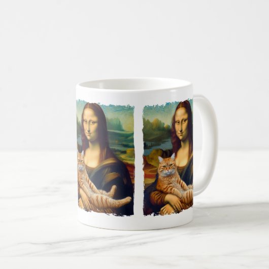 Funny Meowna Lisa Portrait Cat Lovers & Pet Eigent Kaffeetasse (VorderseiteRechts)