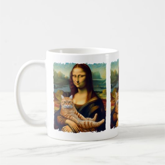 Funny Meowna Lisa Portrait Cat Lovers & Pet Eigent Kaffeetasse (Links)
