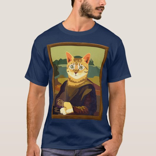 Funny Meowna Mona Lisa Art Cat Parody T-Shirt (Vorderseite)