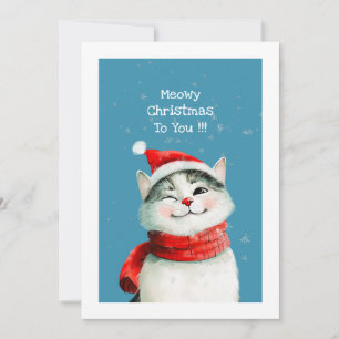 Funny Meowy Cat Niedliche Weihnachtskarte Feiertagskarte