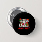 Funny Meowy Catmas Christmas Cats Ugly Sweater Gra Button (Vorne & Hinten)