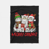 Funny Meowy Catmas Christmas Cats Ugly Sweater Gra Fleecedecke (Vorderseite)
