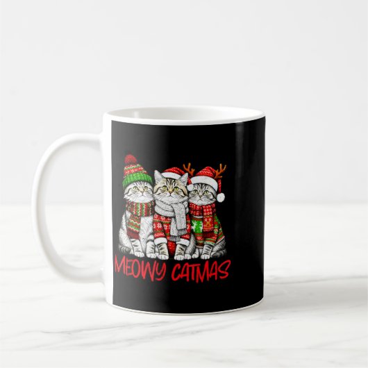 Funny Meowy Catmas Christmas Cats Ugly Sweater Gra Kaffeetasse (Links)