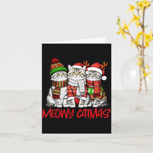 Funny Meowy Catmas Christmas Cats Ugly Sweater Gra Karte (Gelbe Blume)