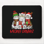 Funny Meowy Catmas Christmas Cats Ugly Sweater Gra Mousepad (Vorne)