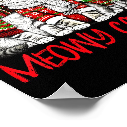 Funny Meowy Catmas Christmas Cats Ugly Sweater Gra Poster (Ecke)