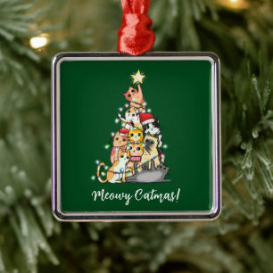 Funny Meowy Catmas Katzen Weihnachtsbaum Ornament Aus Metall