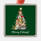 Funny Meowy Catmas Katzen Weihnachtsbaum Ornament Aus Metall (Vorne)