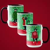 Funny Meowy Cats in Ugly Christmas Sweaters Tasse