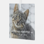 Funny MEOWY CHRISTMAS Cat Foto Ornament Aus Glas (Vorderseite links)