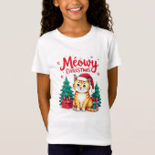 Funny Meowy Christmas Cat T-shirt (Vorderseite)