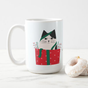 Funny Meowy Christmas Cat Wraparound Kaffeetasse