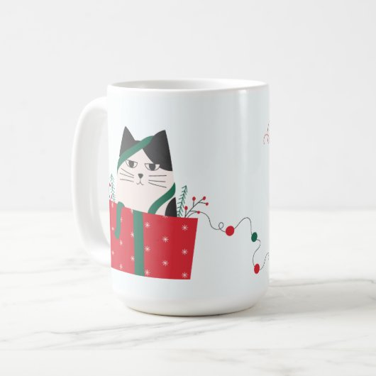 Funny Meowy Christmas Cat Wraparound Kaffeetasse (Vorderseite Links)