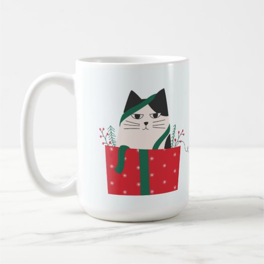 Funny Meowy Christmas Cat Wraparound Kaffeetasse (Links)