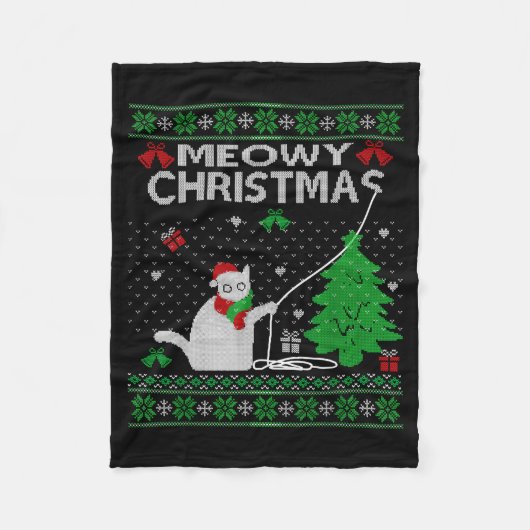 Funny Meowy Christmas Cats Xmas Cute Cat Lover Ugl Fleecedecke (Vorderseite)