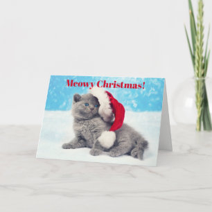 Funny Meowy Christmas Kitten Card 2 Feiertagskarte