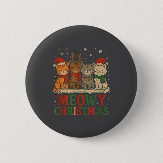 Funny Meowy Christmas Kittens Art  Button (Vorderseite)