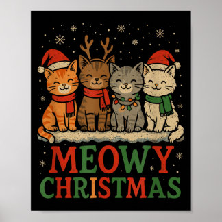 Funny Meowy Christmas Kittens Art  Poster
