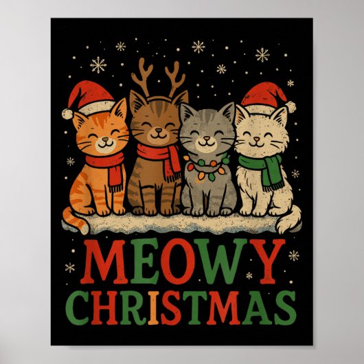 Funny Meowy Christmas Kittens Art Poster (Vorne)