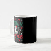 Funny Meowy Christmas Ugly Xmas Cute Lights Cat Sa Kaffeetasse (Vorderseite Links)