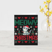Funny Meowy Christmas Ugly Xmas Cute Lights Cat Sa Karte (Gelbe Blume)