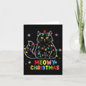 Funny Meowy Christmas Xmas Lights Black Cat Pajama Karte (Vorderseite)