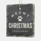 Funny Meowy Frohe Weihnachts Cat Foto Name Custom Keramikornament (Links)
