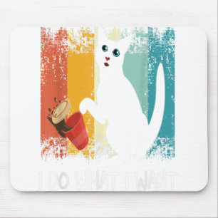 Funny Meowy Katzenfreund Retro cat i do was ich wo Mousepad