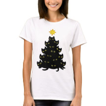 Funny Meowy Kawaii Black Cats Weihnachtsbaum