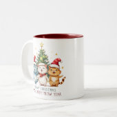 Funny Meowy Weihnachten glückliche Neujahrskatzen Zweifarbige Tasse (Vorderseite Links)