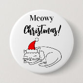 Funny Meowy Weihnachts-Feiertag Button (Vorderseite)