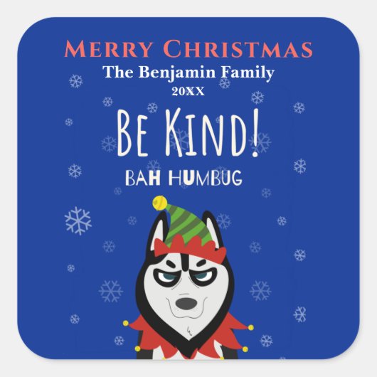 Funny MerChristmas Bah Humbug Holiday Quadratischer Aufkleber (Vorderseite)