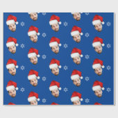 Funny MerChristmas Custom Santa Face Blue Geschenkpapier (Flach)