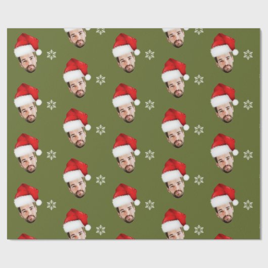 Funny Mercury Custom Santa Face Olive Geschenkpapier (Flach)