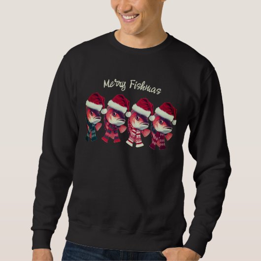 Funny MerFishmas Weihnachten Fischen schwarz Sweatshirt (Vorderseite)